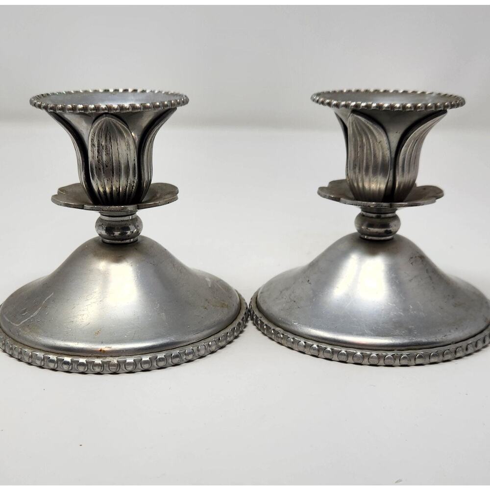 Vintage Farberware Silver Plate Candlesticks Set | Mid Century Taper Holders